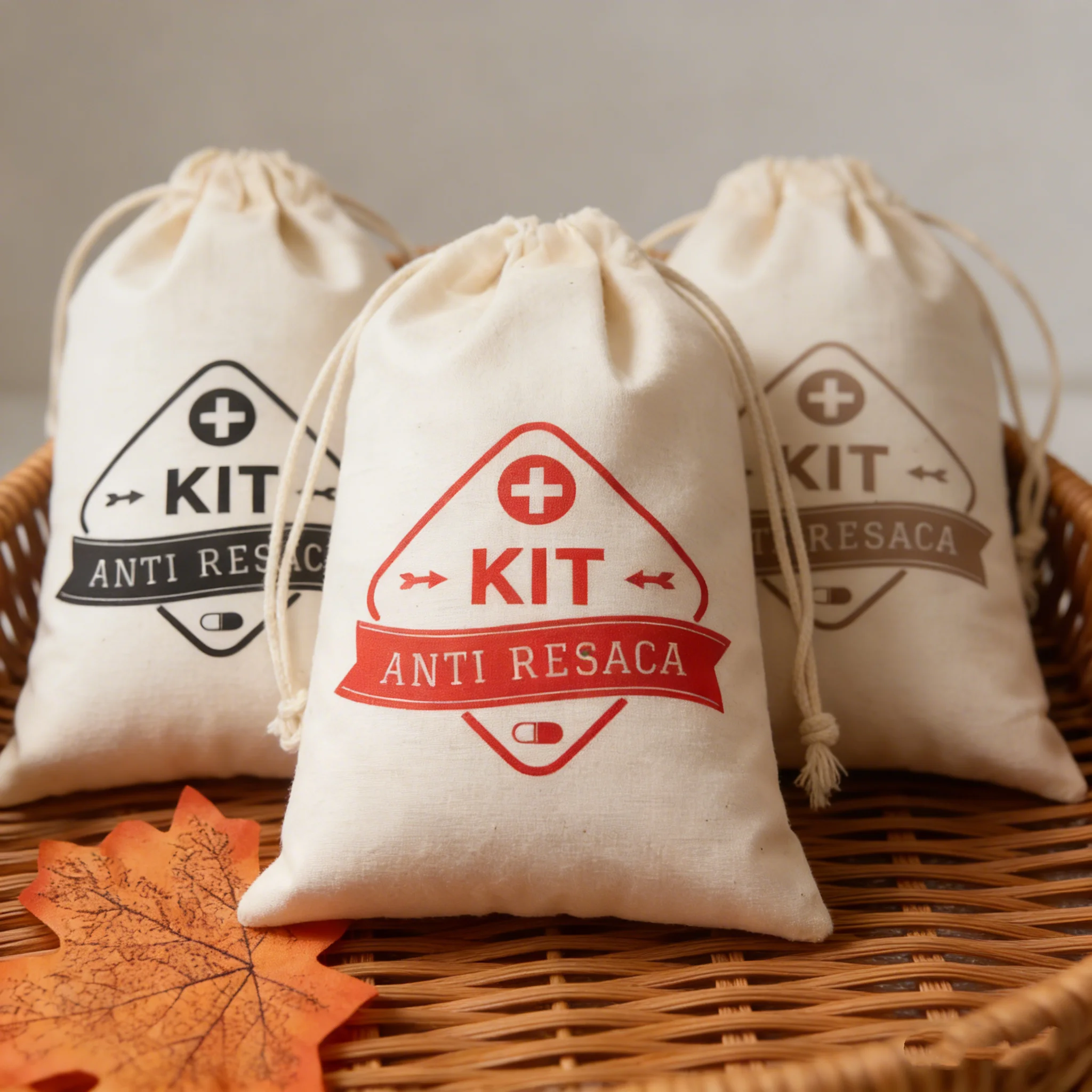 25 Bolsas de Regalo para Fiesta de Boda, Kit Antiresaca, Bolsas de Algodón para Primeros Auxilios, Bolsas de Almacenamiento Cruz Roja