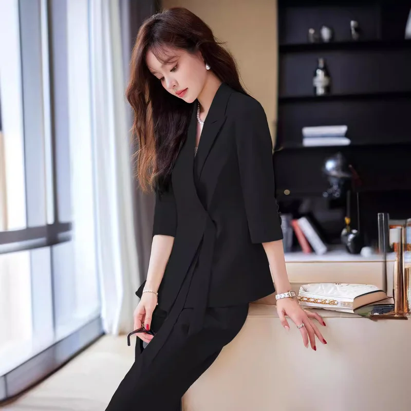 Casual Suit Jacket Women's High Sense2024Summer Thin Temperament Goddess Style Business Wear Summer Suit Suit