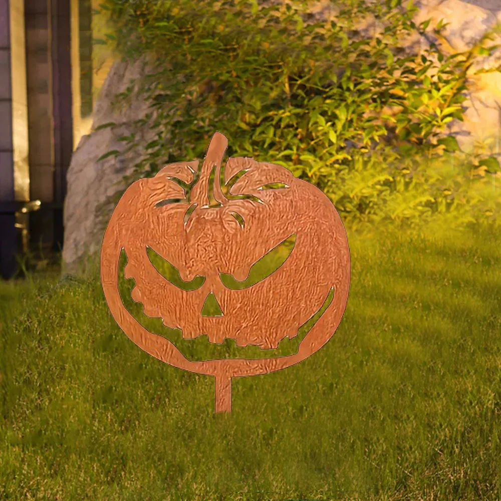 Elegant Metal Pumpkin Decoration of Evil Design – Contributing  Graceful Embedded Yard Art Decoration.