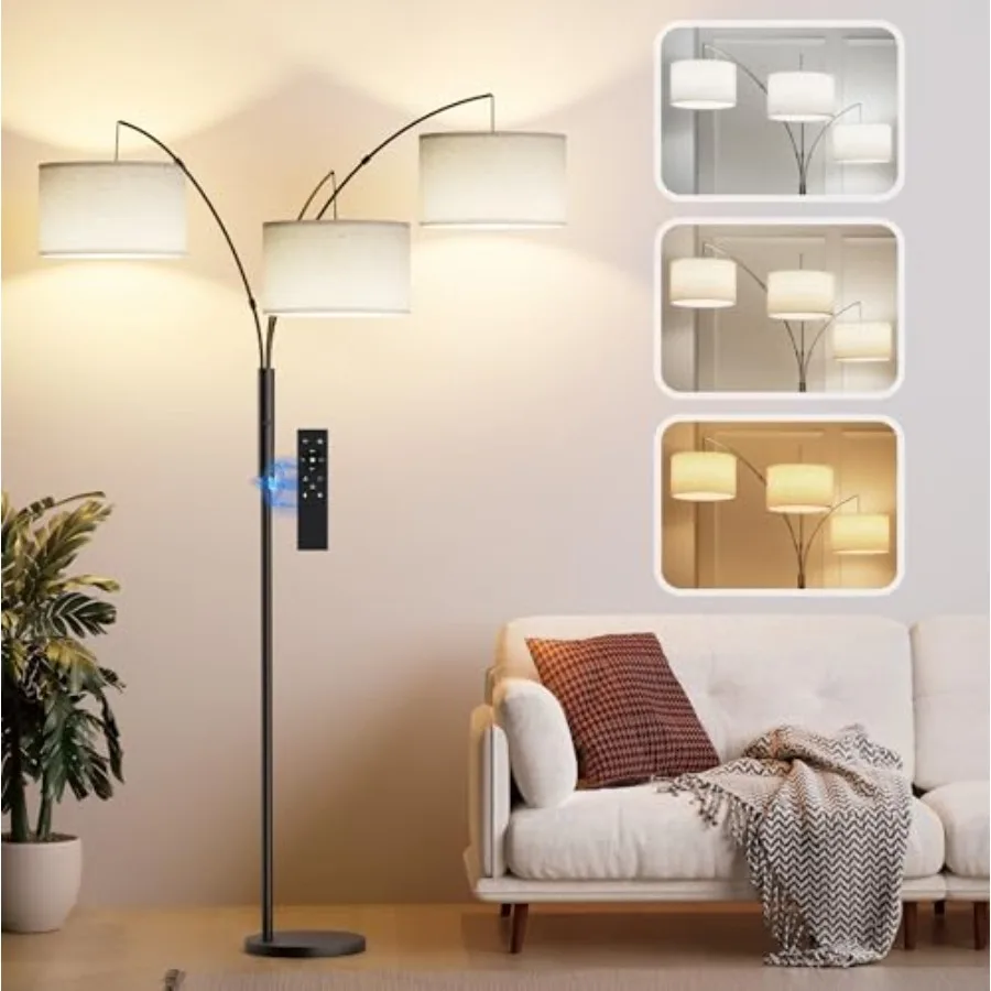 27W Floor Lamps for Living Room - Super Bright Dimmable Tree Floor Lamp, Modern Standing Lamp with Remote and Touch Control, 3