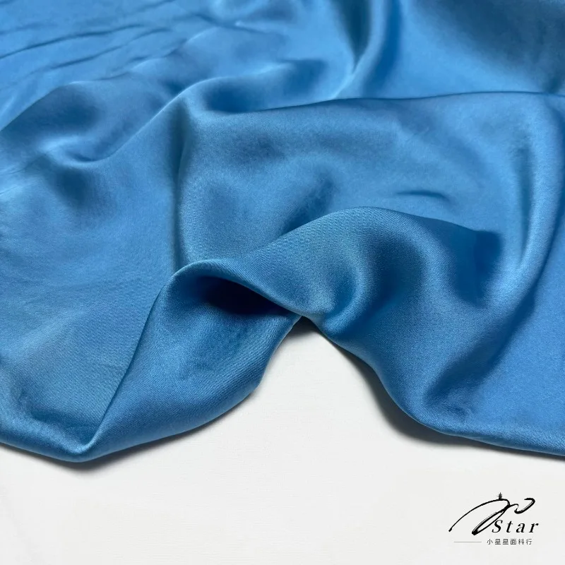 1Meter 100% Mulberry Silk Peacock Blue Silk Shirt Dress Pajamas Silk Satin Fabric - view 3