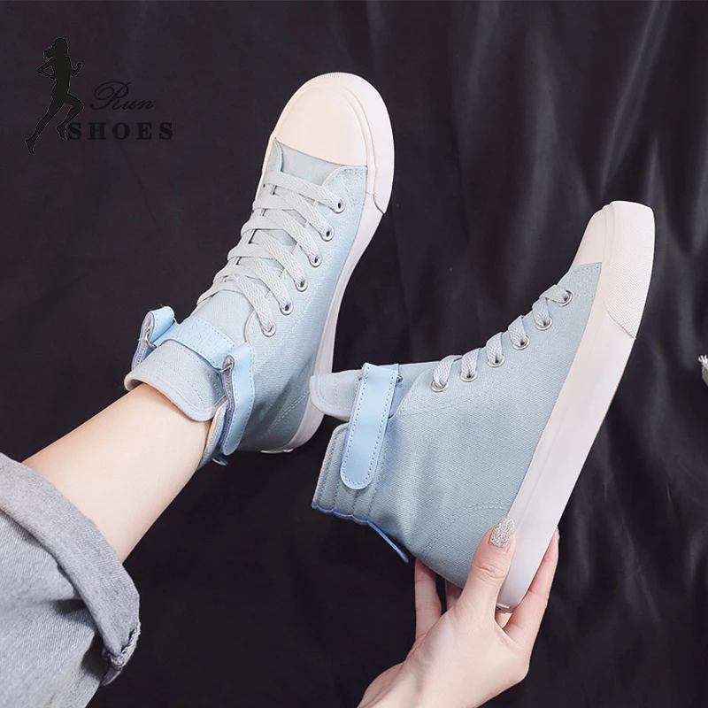 Women High Top Casual Shoes 2024 Spring Summer Nonslip Sneakers School Student Flat Canvas Shoes Sports Ladies Footwear 35-40