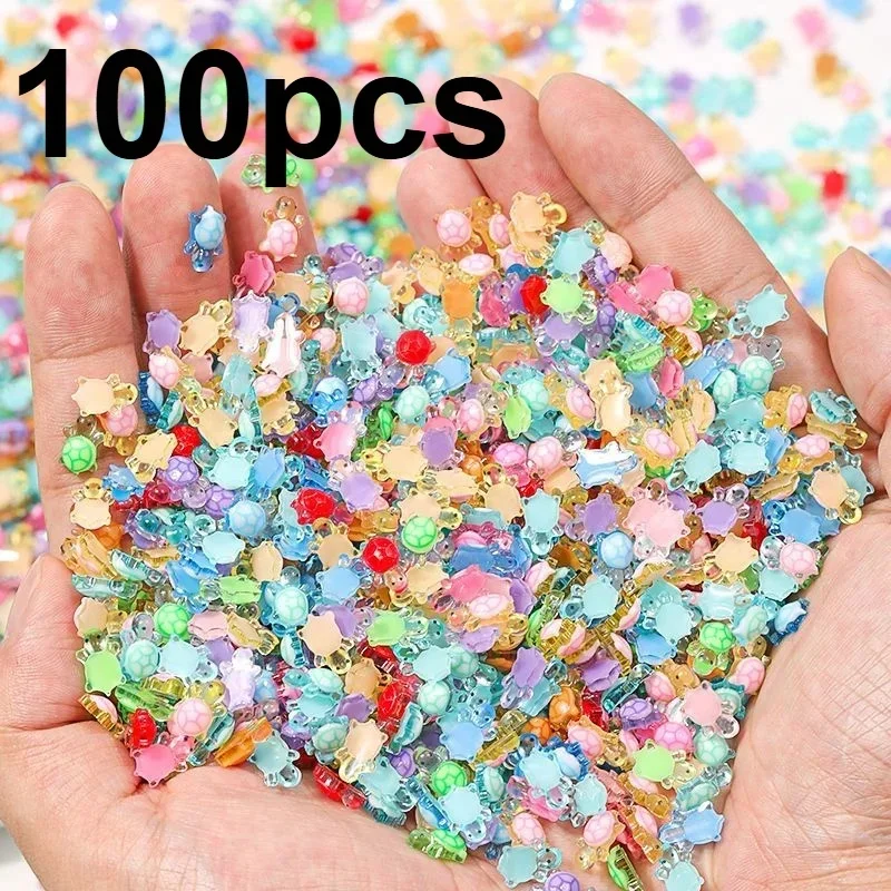 100Pcs Mini Glow-in-the-Dark Resin Turtle Figurines – Luminous Miniature Ornaments for Micro Landscaping