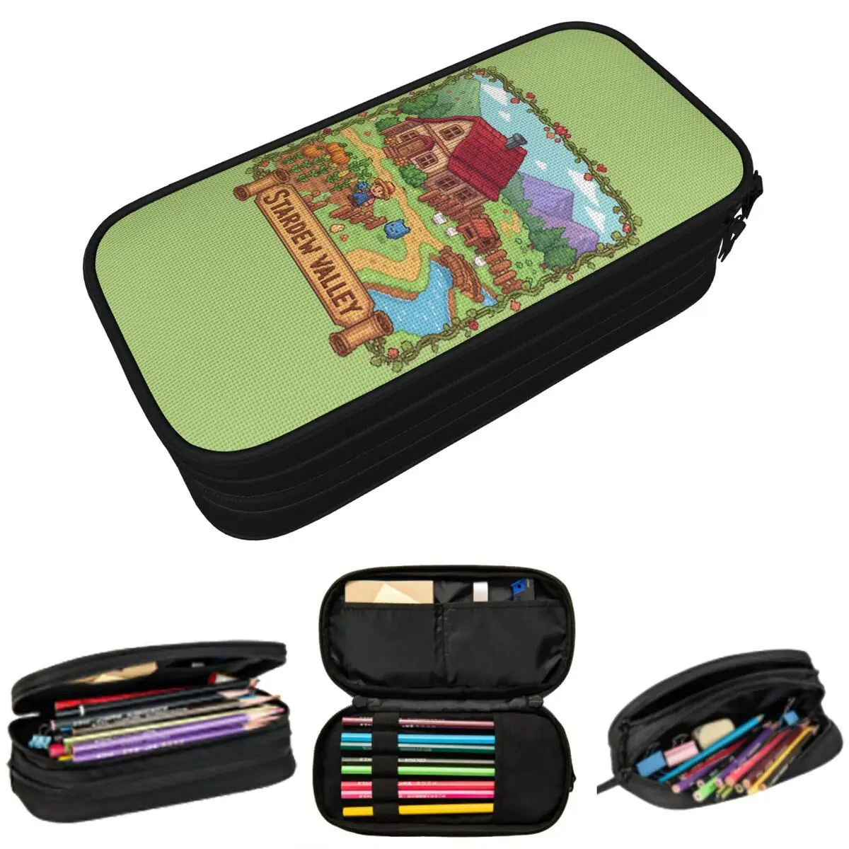 Stardew Valley Video Gamer Classic Pixel Art Federmäppchen für Studenten, Geschenke, Stiftbox, Bleistiftbeutel, Schreibwaren, Stifthalter, Tasche