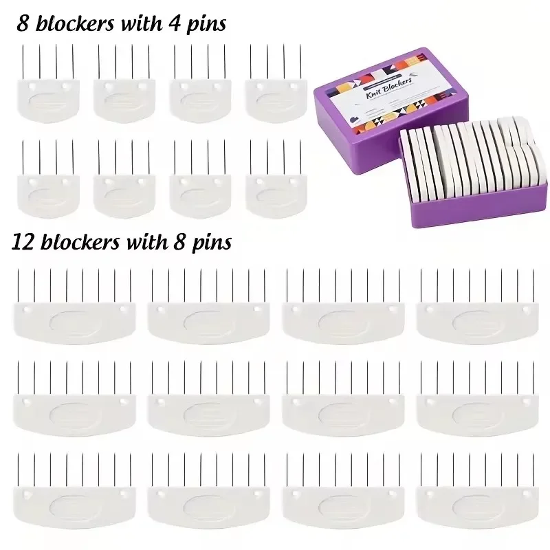 Knit Blockers Set 20 Pcs Stainless Steel Knitting Blocking Combs and Pin with 2 Different Sizes for DIY Knit Crocheting Supplies