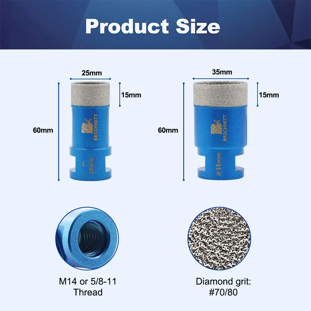 Diamond Glass Drill Bit Diameter 25/35mm M 14 Thread For Glass