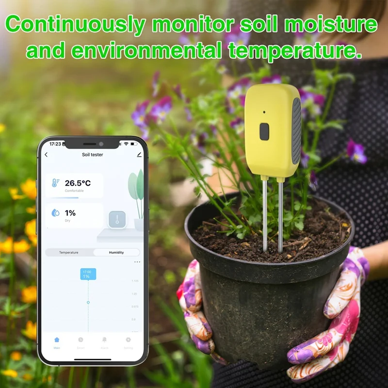 T81C Tuya Smart Bluetooth Soil Tester Temperature Humidity Meter Waterproof Thermohygrometer Automation Irrigation Detector