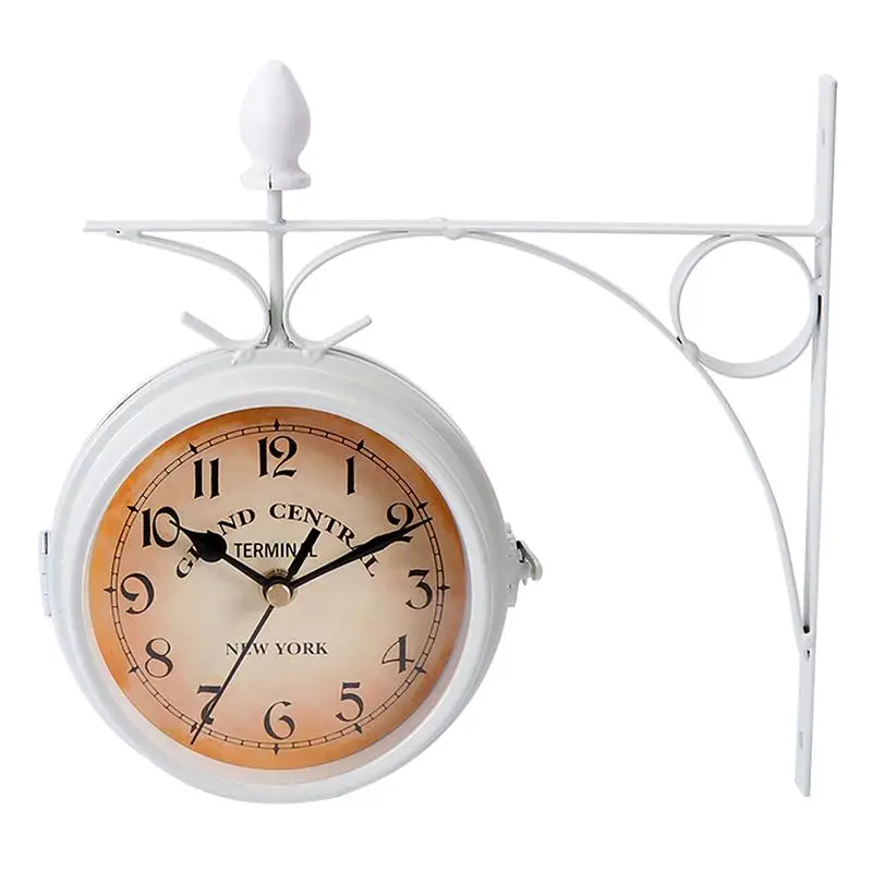 European-Style Double-Sided Wall Clock Creative Classic Clocks Wall Clocks Home Decor Hanging Double Side Hanging Clock (White)