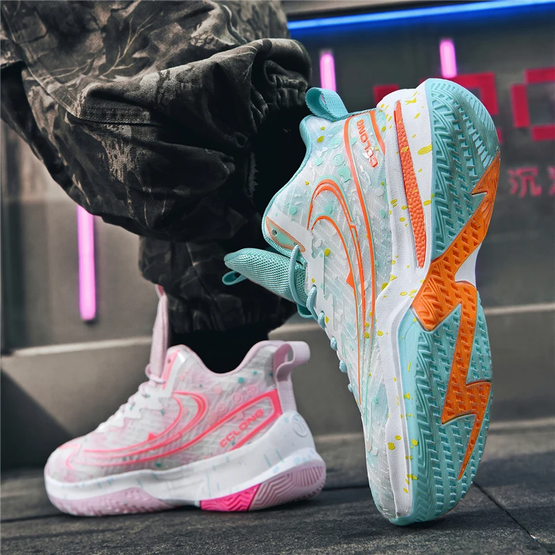 Colorful casual basketball shoes, lightweight, rebounding, durable, suitable for daily wear, practical for sports activities