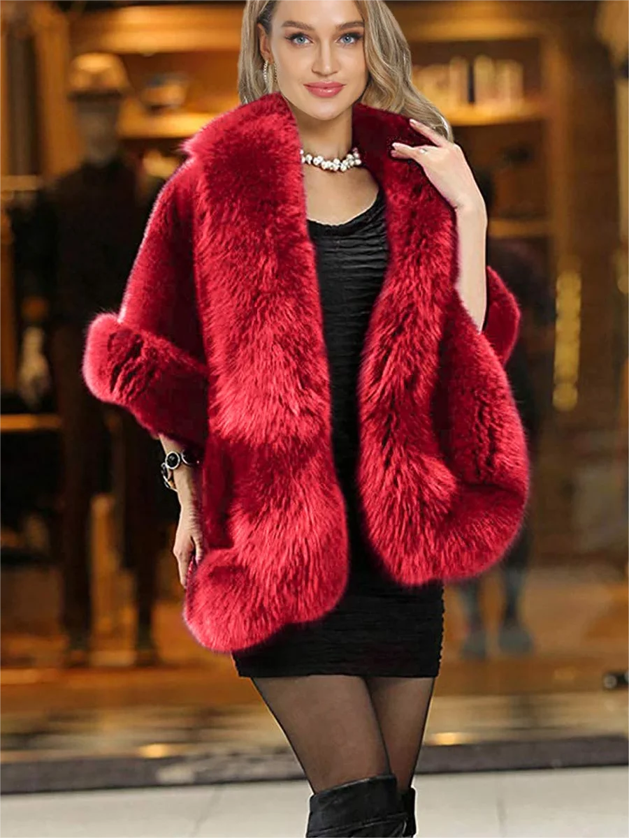 New Women's Faux Fur Coat Fashion Comfortable Warm Casual Fur Cape Coat High Quality Faux Fox Fur Coat For Women