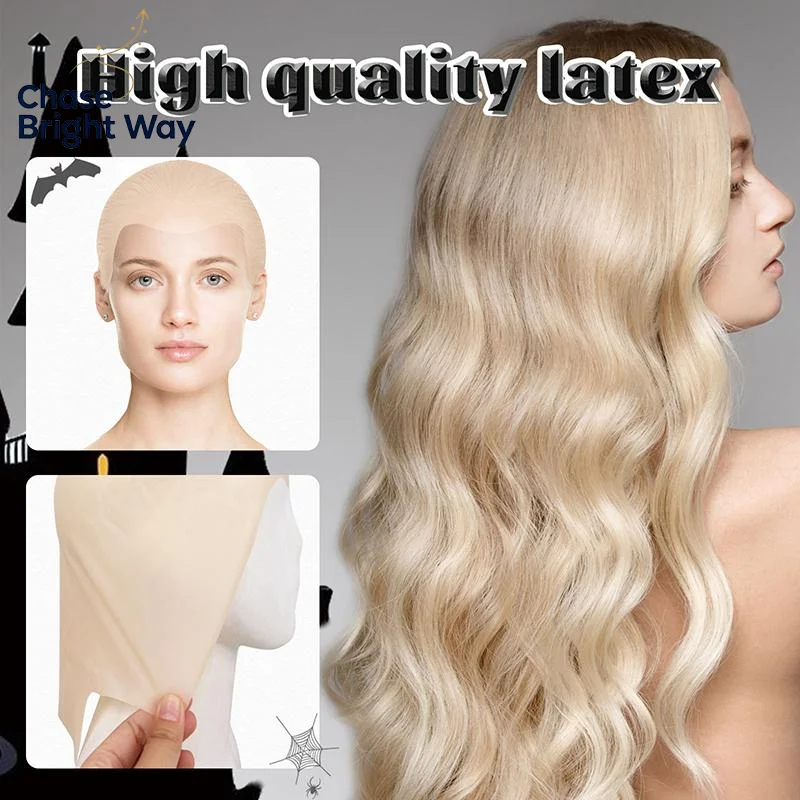 Skin-Safe Latex Fake Bald Head Mask Funny Realistic Unisex Wig Cap for Kids Adults Halloween Prank Party