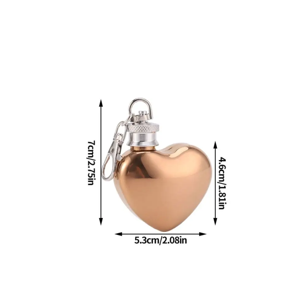 Portable 1oz/30ml Heart Shaped Flask Pocket Carry 304 Stainless Steel Mini Hip Flask Leakproof Elegant Keychain Flask Travel