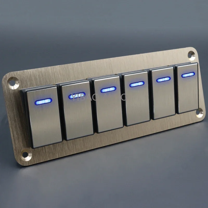 

Wonderful Metal Gold Combination 12~24V Circuit Control Boat Car Rocker Switch Panel Waterproof 2-8 Gang Nice