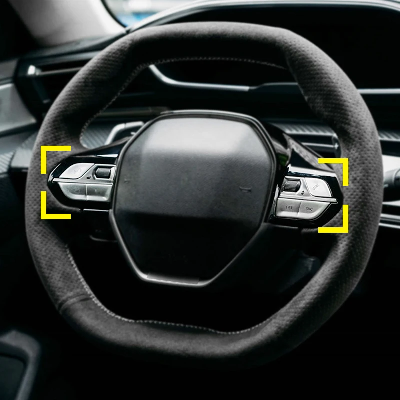 For Peugeot 2008 2022 2023 2024 Car Steering Wheel Button Switch Decoration Cover Sticker Interior Accessories