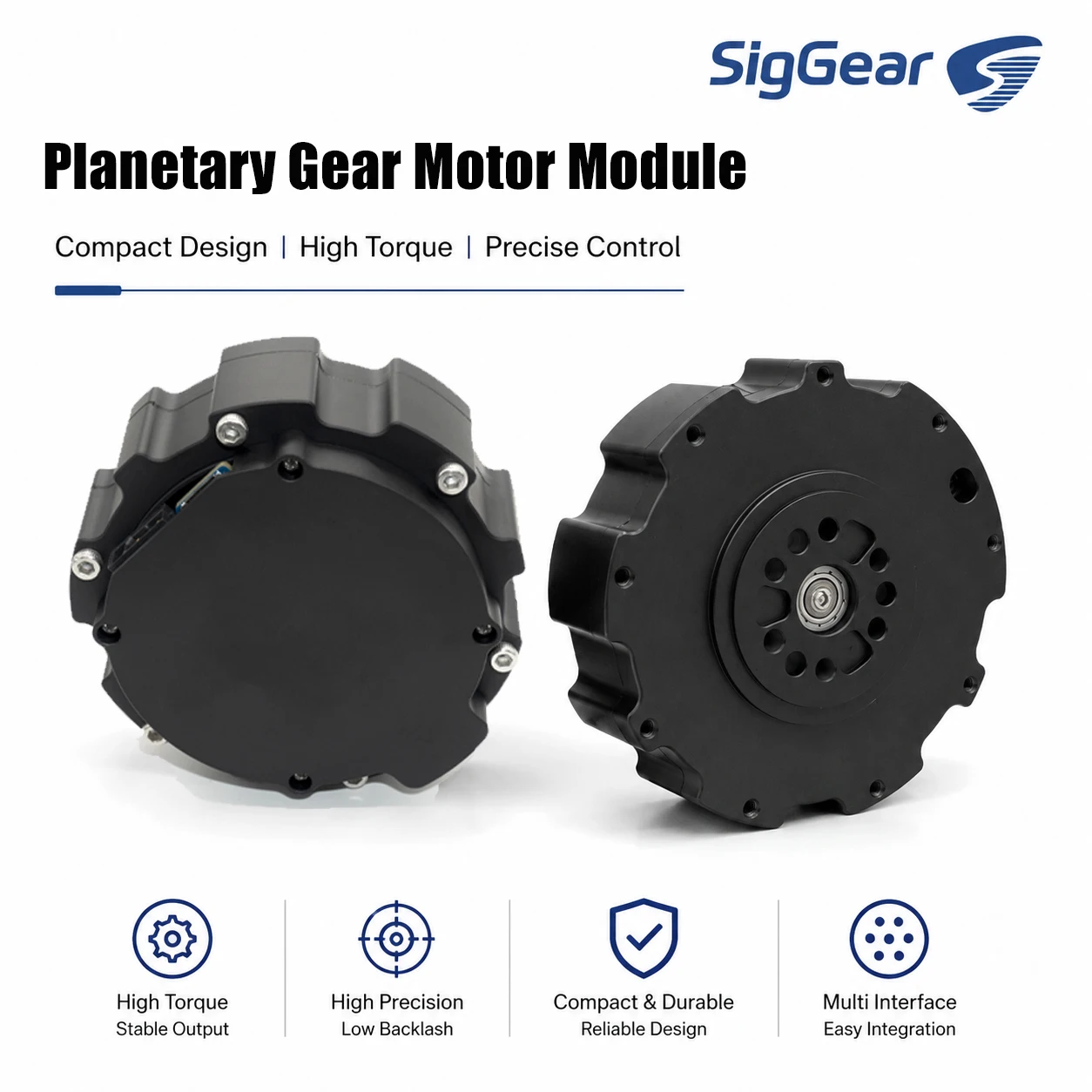 80mm Integrated Gear Motor Module With Built-in PCB Driver 310RPM 6Nm Rated Torque 18Nm Peak Torque For Industrial Automation