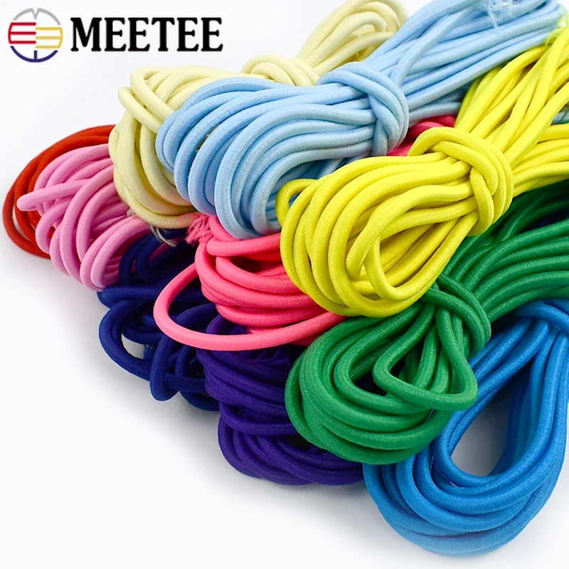 10/20M Round Elastics Band 4mm Colorful Rubber Rope HairBand Bungee Cord Clothes Belt Elasticity Drawstring Sewing Accessories