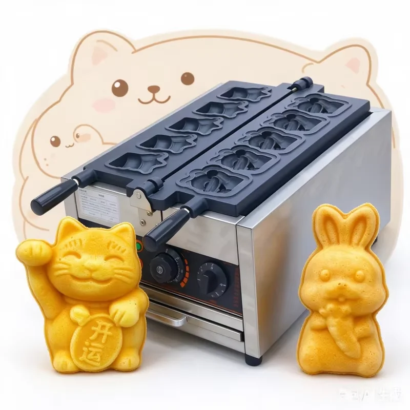 Lucky Cat Rabbit Waffle Making Machine Commercial 304 Stainless Steel Timer Temperature Control