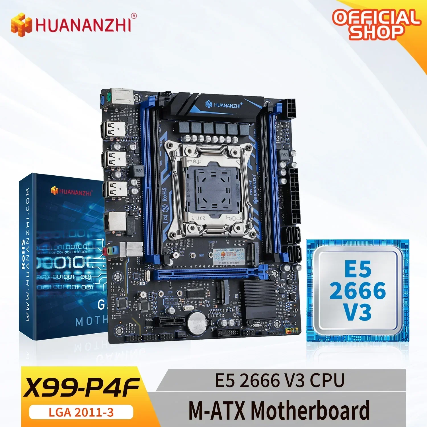 Материнская плата HUANANZHI X99 P4F LGA 2011-3 XEON X99 с поддержкой памяти Intel E5 2666 V3, комбинированный комплект памяти DDR4 RECC NVME SATA