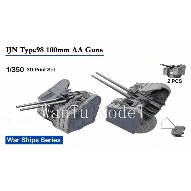IJN35033 1/350 Japanese Type 98 100mm Twin AA Gun Semi-Enclosed Turret - 2 PCS 3D Printed Adjustable for TAIHO or Super Yamato