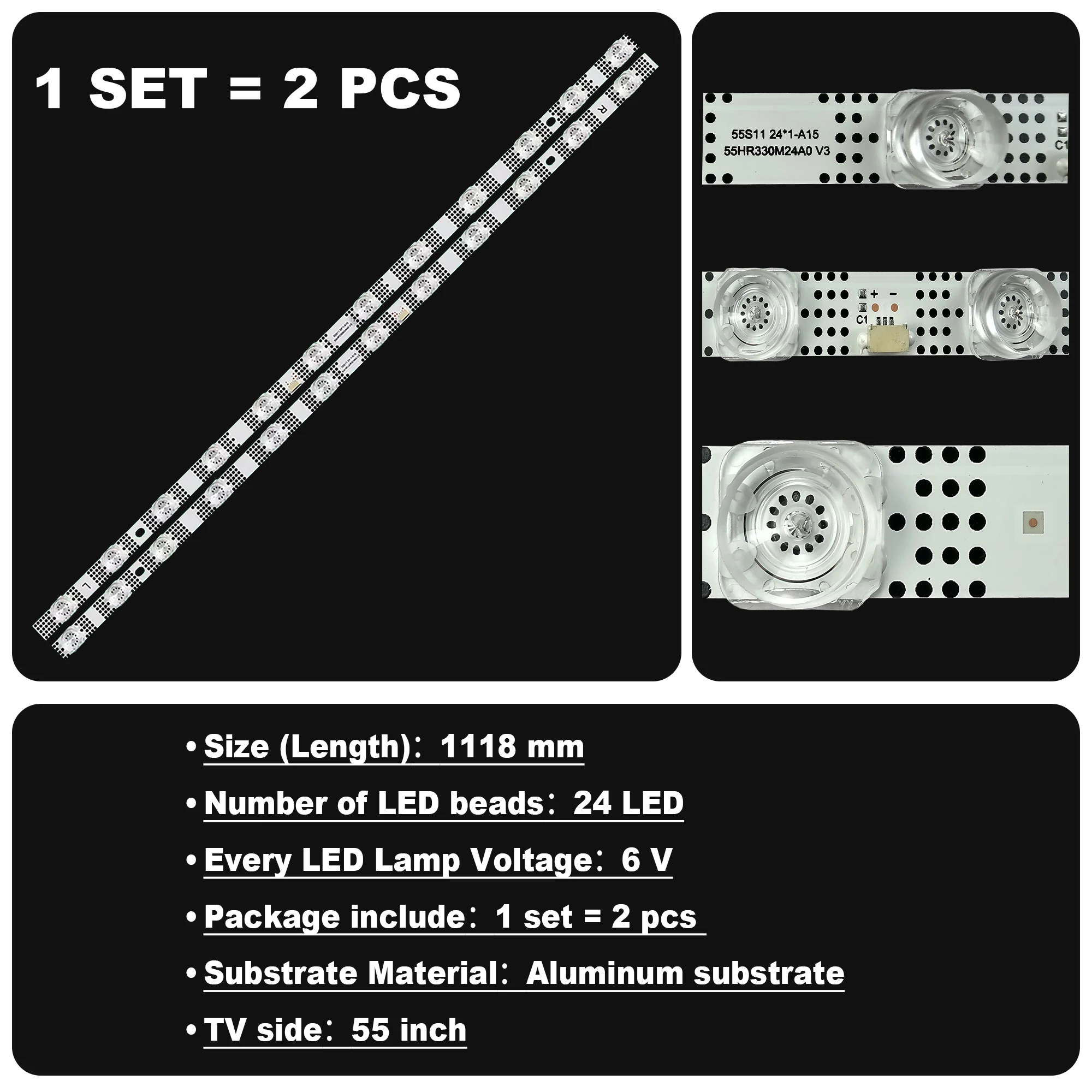 

LED Backlight strip For 55V6EA 55P635 55S450G LVU550NDEL CS9W90 V5 55S41 KW-V4-20220727-TJ 55S11 24*1-B01