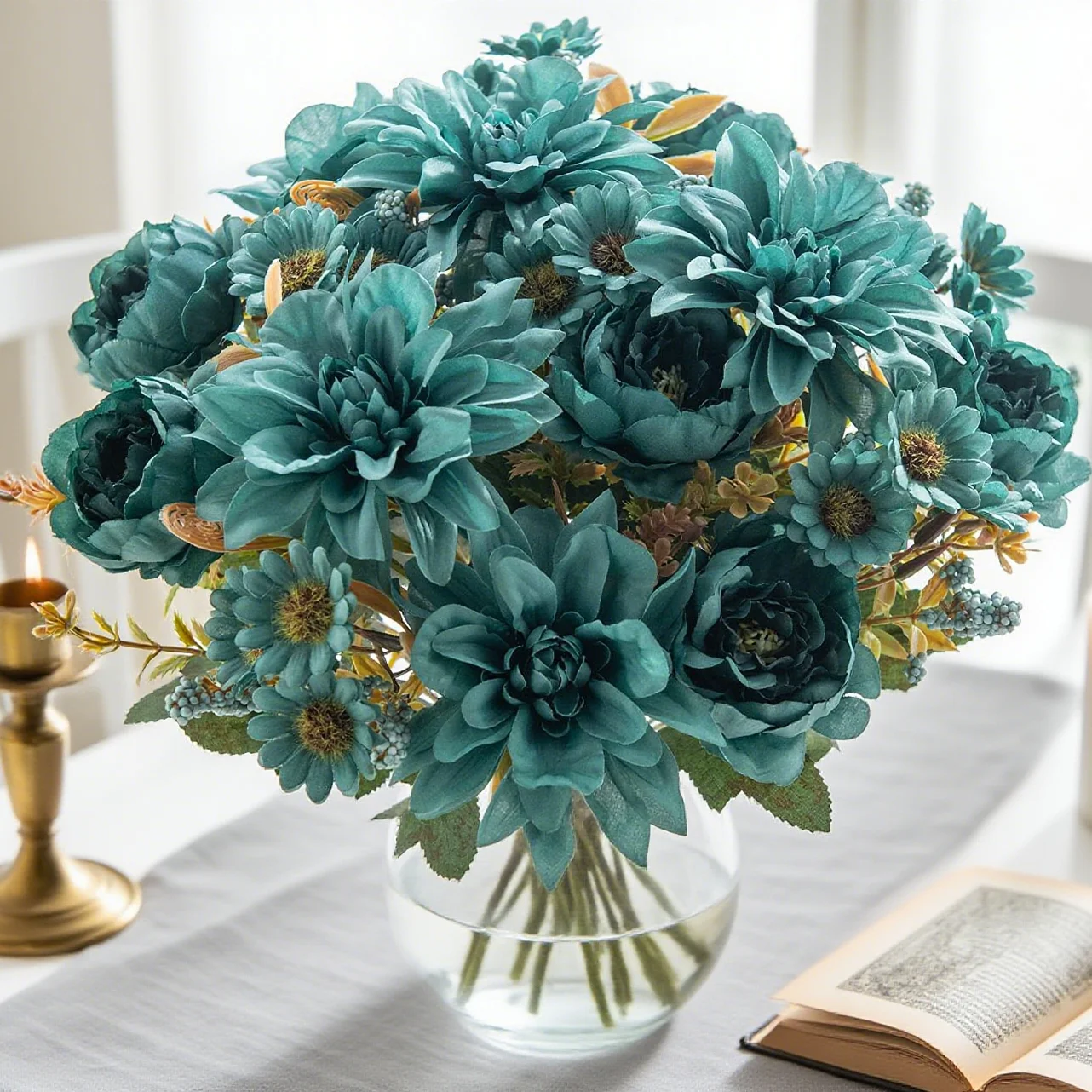 Künstliche Blumen aus Seide: Dahlie, Rose – für Festival, Zuhause, Zimmer, Tisch, Garten, Bogen, Wand, Hochzeit, Brautstrauß, Party, DIY-Geschenke, Requisiten, Dekoration