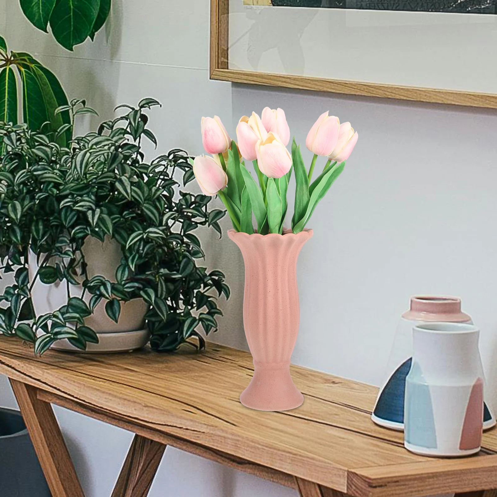 

Ceramic Flower Vase Roman Column Shape Decorative Tabletop Home Office Desk Vase for Flower Arrangement Floral Vases