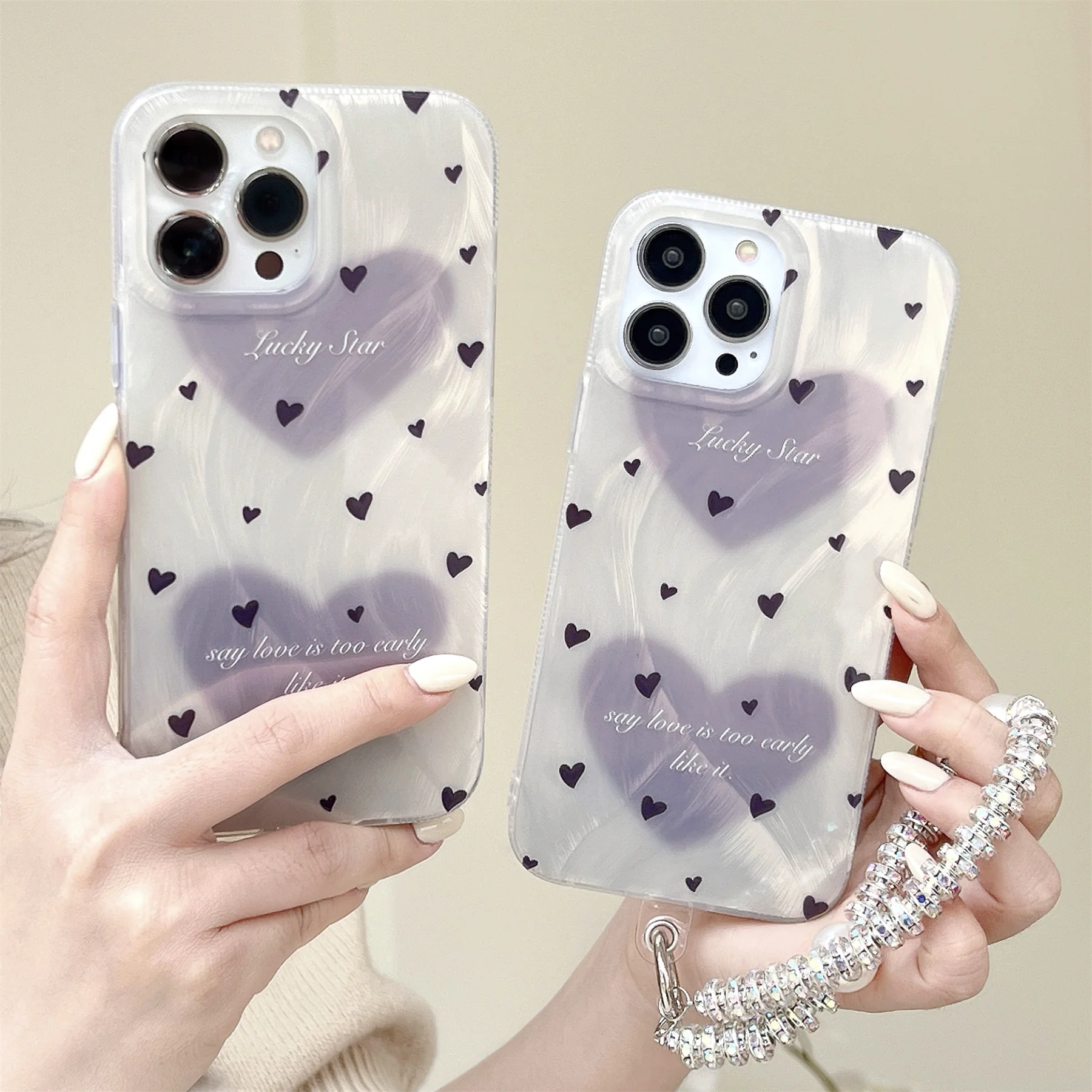 

Full Screen Korean Luxury Round Diamond Pearl Bracelet Case for iPhone 15 14 13 12 Pro Max Shockproof Back Cover For Girl Gift