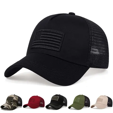 Fashion American Flag Embroidery Snapback Baseball Cap Spring and Summer Outdoor Adjustable Casual Sunscreen Hat Breathable Net Design Ideal for Daily Wear Sports Activities and Outdoor Adventures for Men and Women