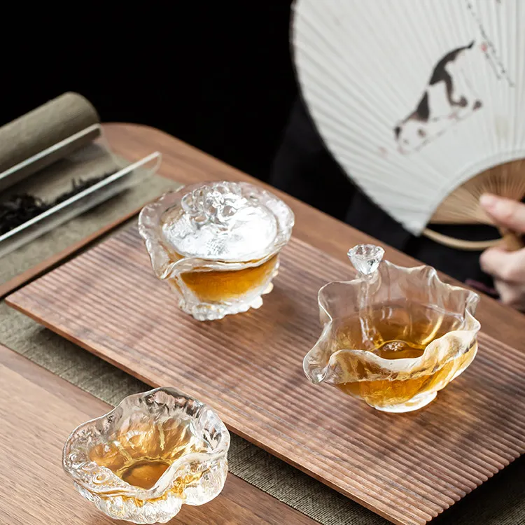 CX Frozen Burning Ancient Glazed Cup Kung Fu Tea Set Small Set, Household Gift Transparent Teacup