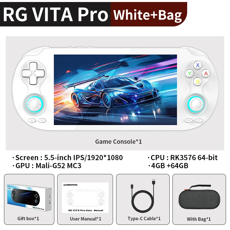 ANBERNIC RG VITA / RG VITA Pro Handheld Game Console 5000mAh Android Videogame-speler Ondersteunt Bluetooth AI Streaming RixelHK