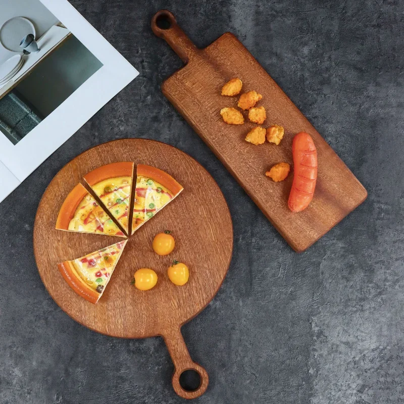 Large Natural Wood Cutting Board with Hole,Evony Wooden Chopping Block for Bread,Vegetables,Fruits,Dinner Cheese Serving Tray