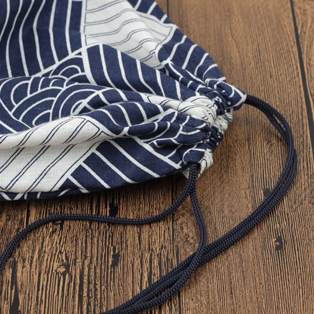 Simple Style Lunch Box Pouch Drawstring Cloth Cotton Linen Lunch Bag Snack Tote Organizer