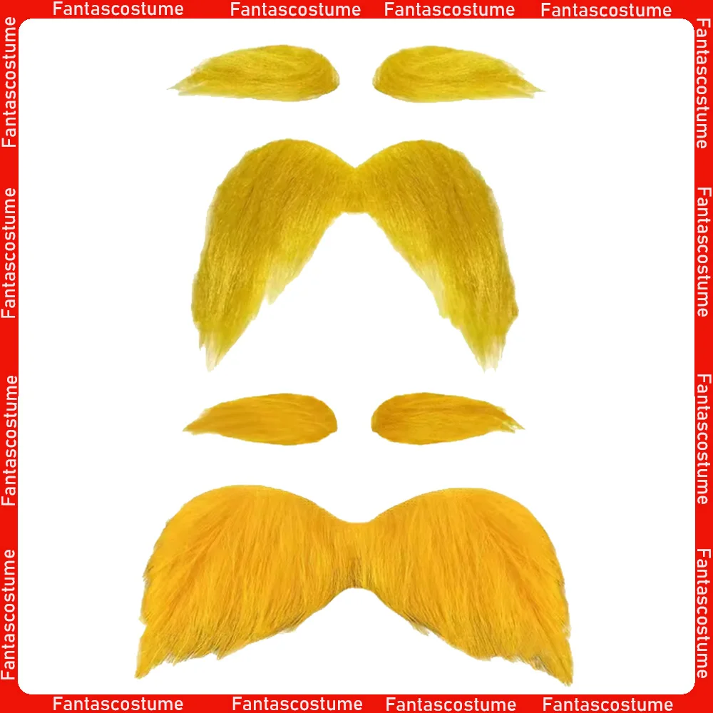 

Cartoon Lorrax Once Ler Orange False Eyebrow Beard Set Adult Yellow Beard Props Christmas Halloween Costume Accessories Suits