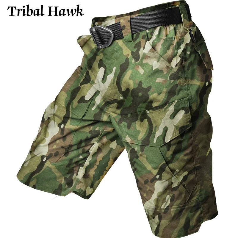 Pantalones cortos tácticos de camuflaje para hombre, pantalones impermeables de algodón con múltiples bolsillos, Airsoft, Verano