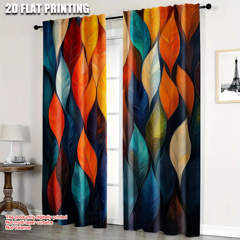 2pcs, Curtains&Window Treatment 2D print Abstract Leaf Versatile Durable Polyester (without rod) Decorations Clearance Ldeal for