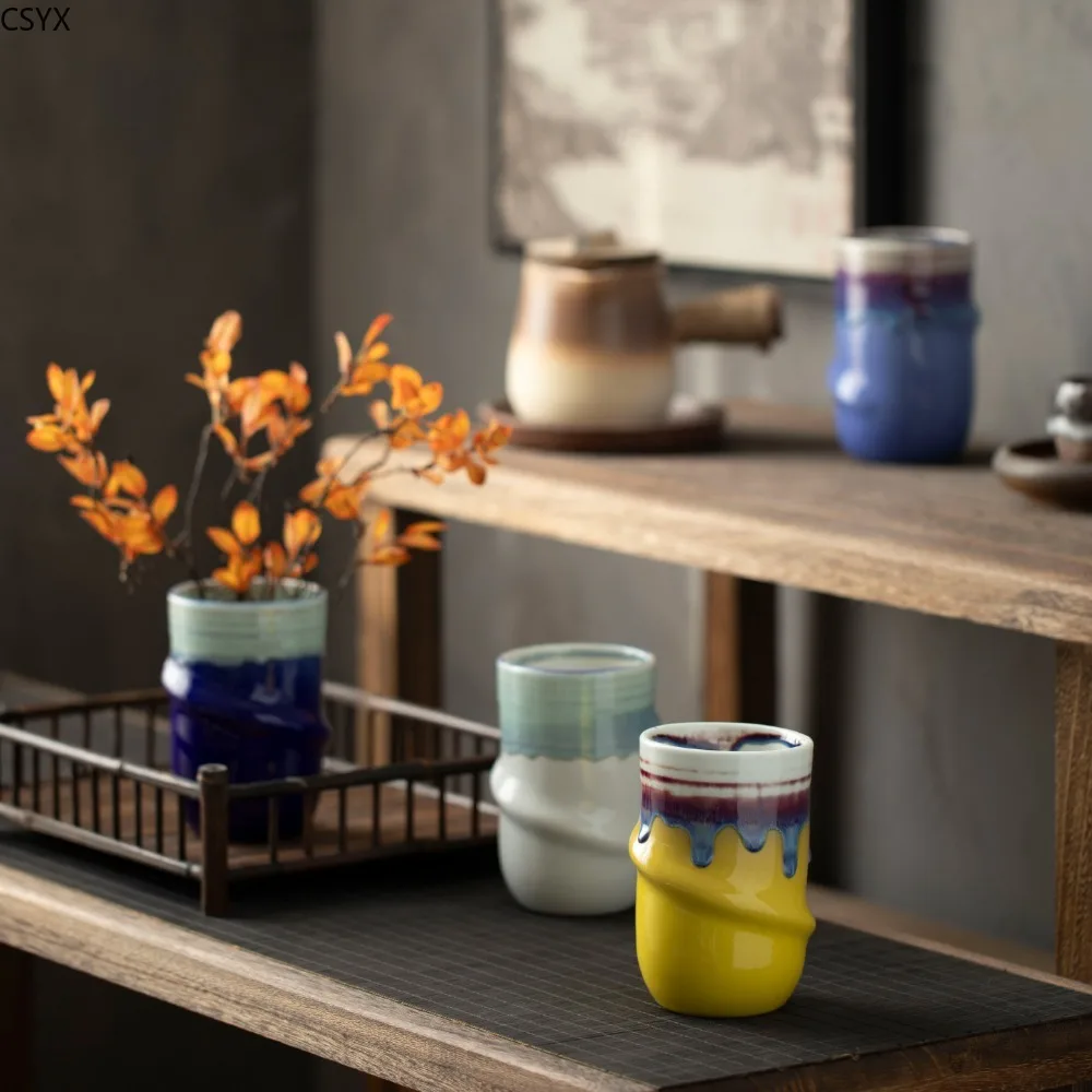 Shelf Creative Pen Holder Small Pottery Pot Modern Simple Ceramic Vase Study Tea Room Flower Arrangement Ornament Ceramic Vase