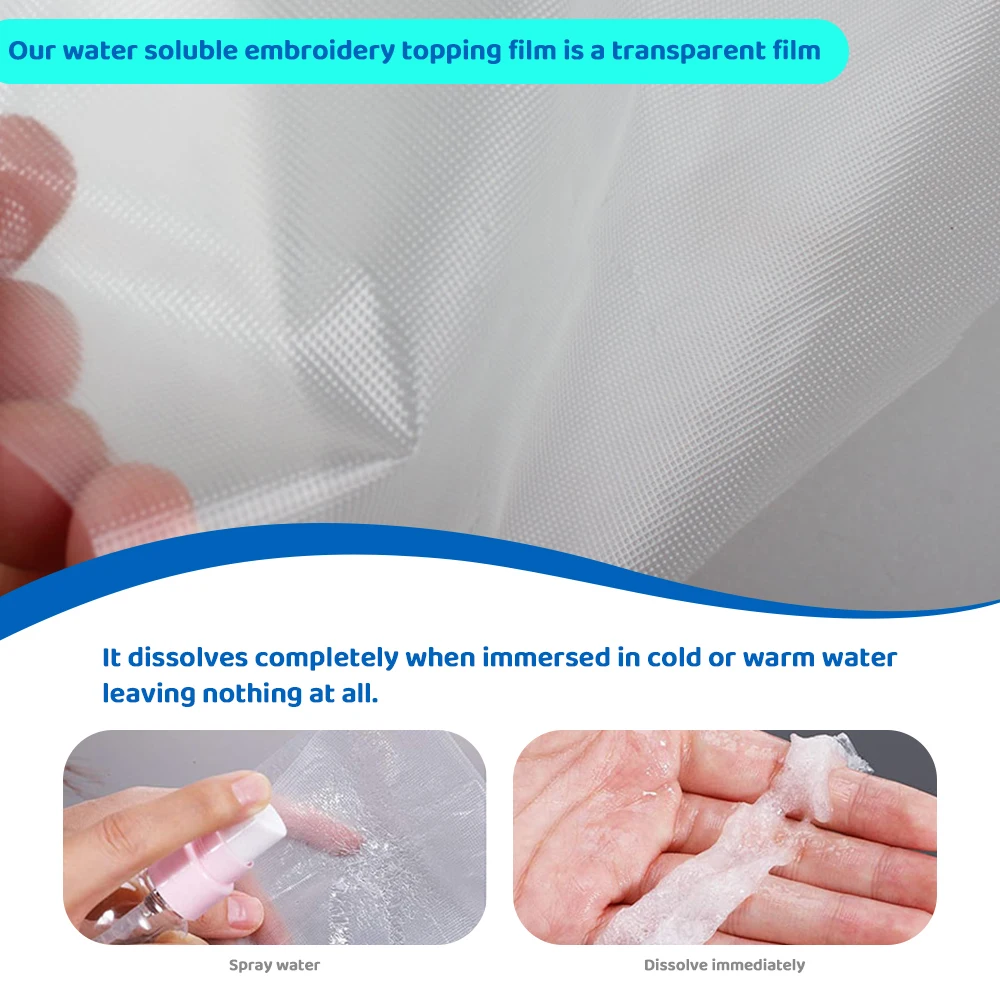 Water Soluble Embroidery Stabiliser Wash Away Cold Water Soluble Film Water Solute Embroidery Backing DIY Process