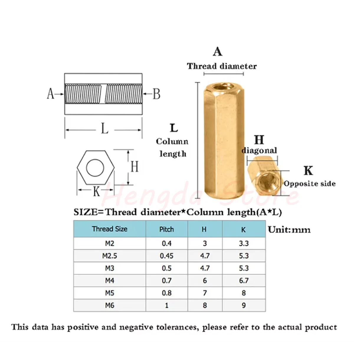 M2 M2.5 M3 M4 M5 M6 Brass Hex Female to Female Standoff Pillar Stud Spacers Hexagon PCB Motherboard Hollow Bolt Screw L=3-100mm