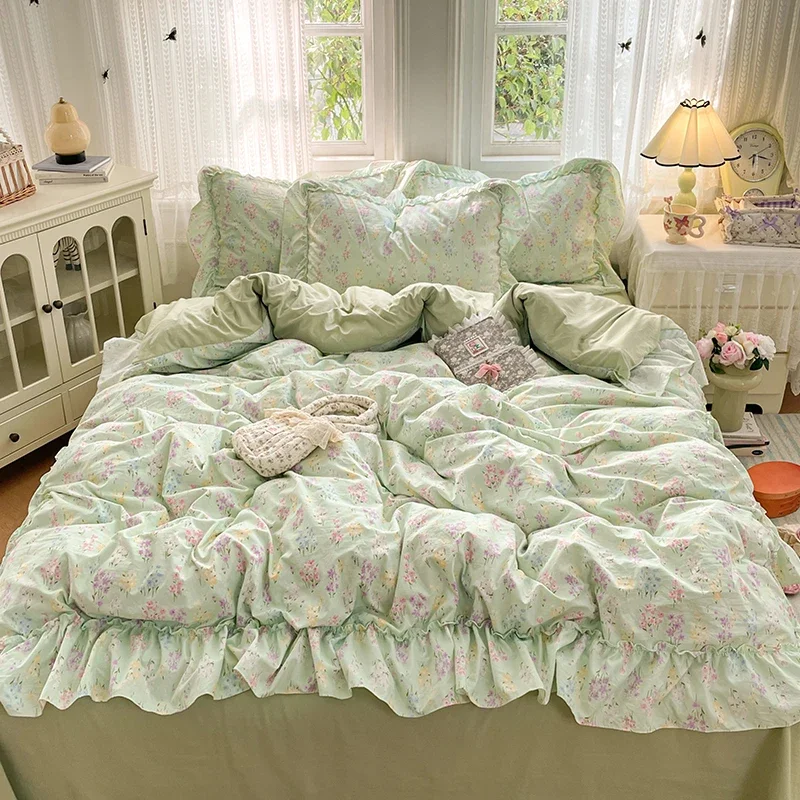 2026 New Class A Cotton-like Washed French Lace Single Duvet Cover Skin-friendly Breathable 150x200 220x240 Quilt Cover