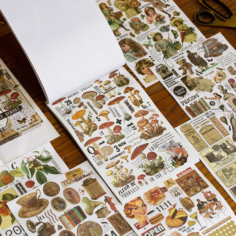 50sheets Magazine Sticker Book Washi Paper Journal DIY Material Decoration Stickers Memo Pad Scrapbooking Ins Stationery