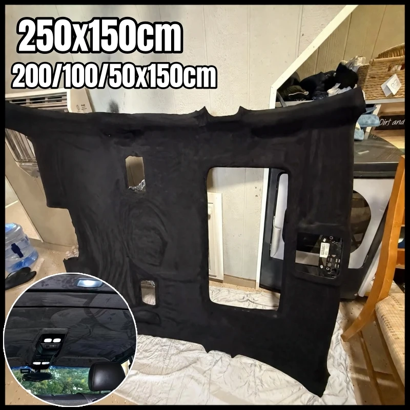 Max 250x150cm Suede Roof Lining Headliner Fabric Foam Material for Car Interior Upholstery Repair Ceiling Sky Fabrics Cloth DIY