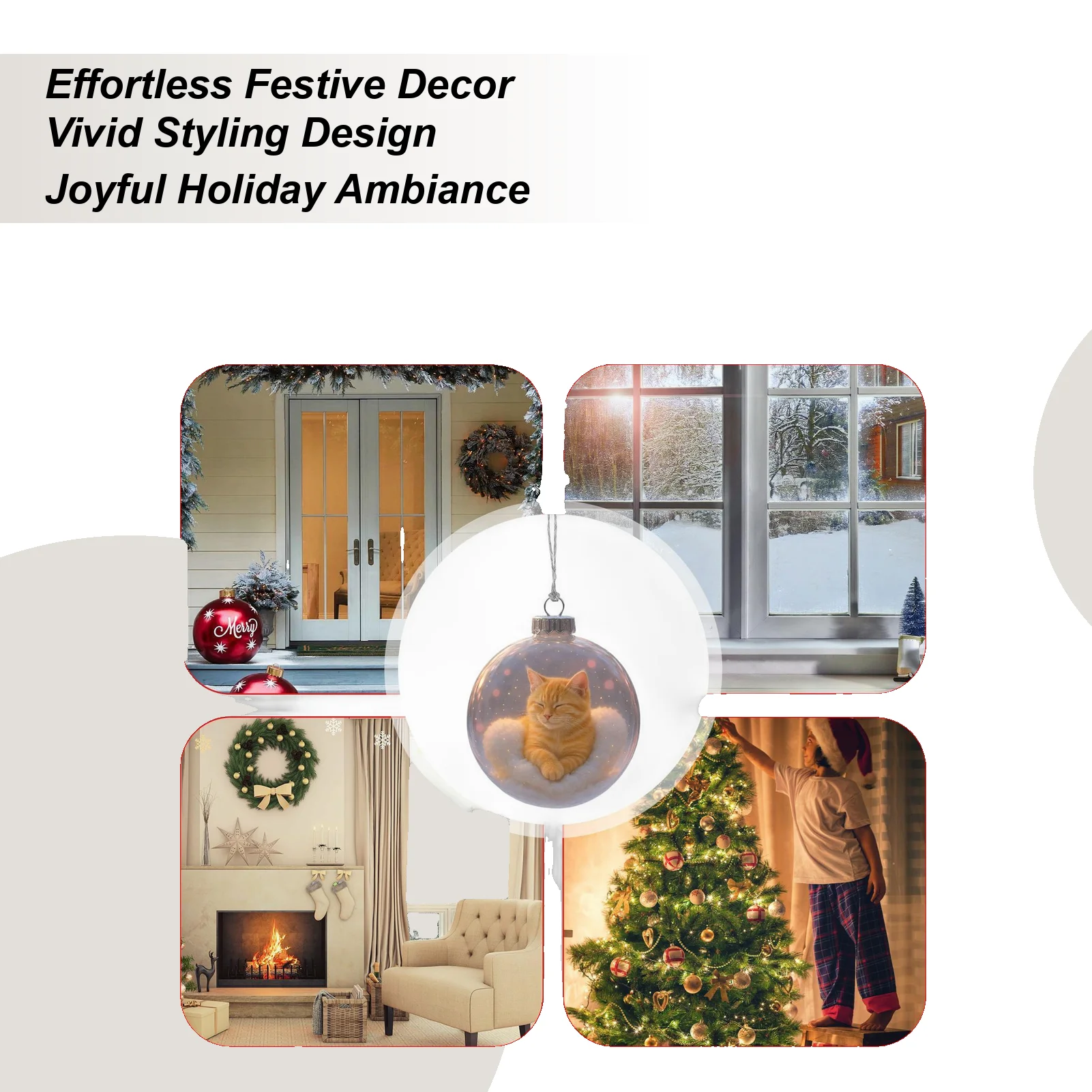 عيد الميلاد الحلي كرات ثلاثية الأبعاد القط الكرة عطلة ديكور عيد الميلاد المعلقات القابلة للتعليق للمنزل الديكور مهرجان المخططين الباب الأمامي #1