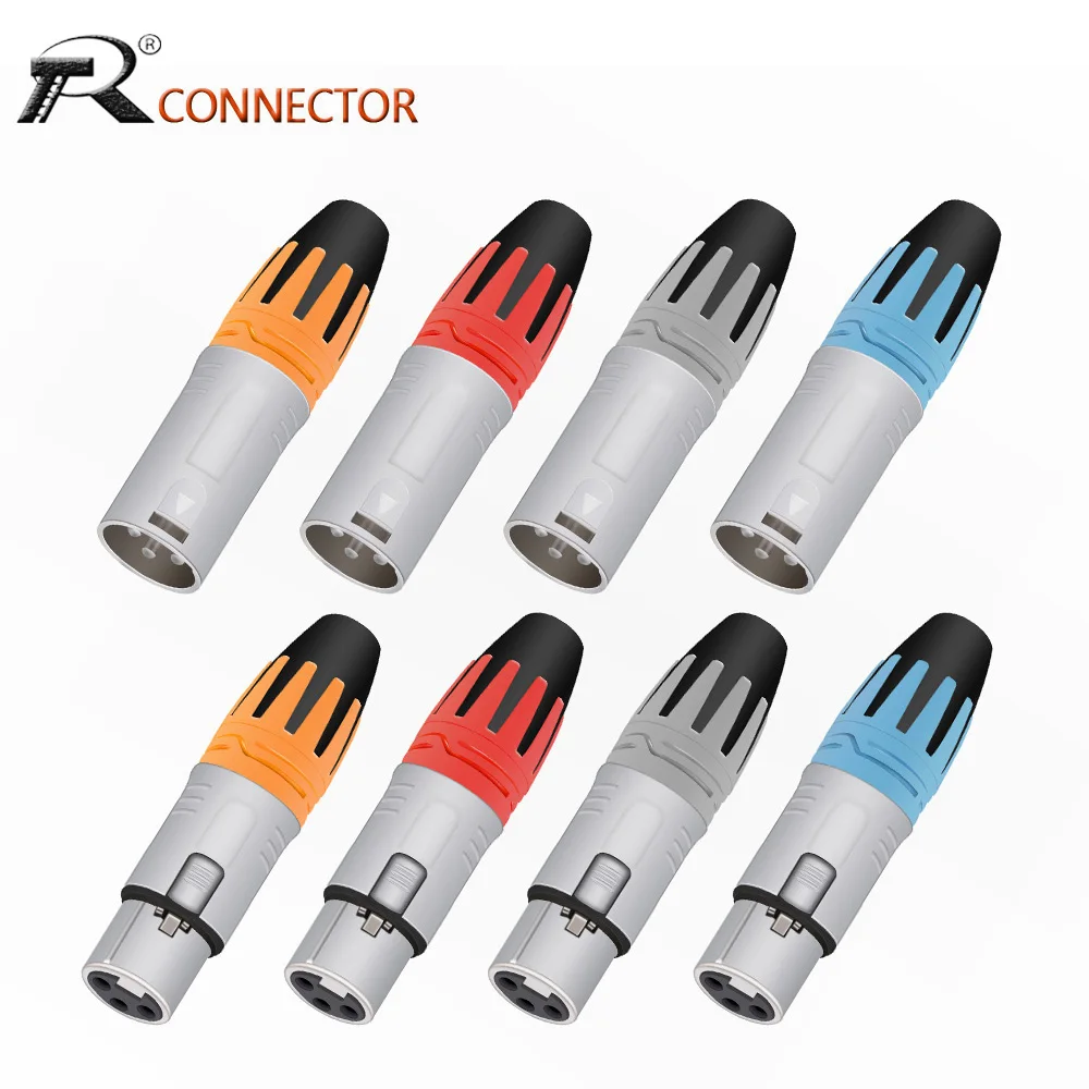 1pc 3Pins XLR Connector Male/Female Plug Cable Connector Microphone Speaker Jack Audio Socket DIY Solder Type 4 Colors