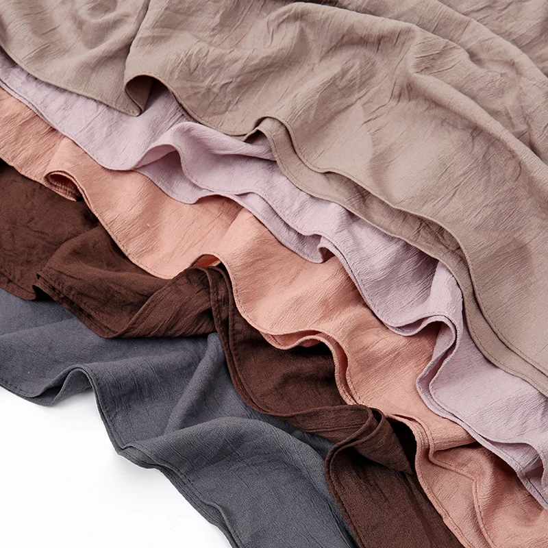 Crinkle Solid Square Scarf For Muslim Woman Hijab Shawl Lady Fashion Headband Hair Scarf Islamic Turban Bandana 90*90cm