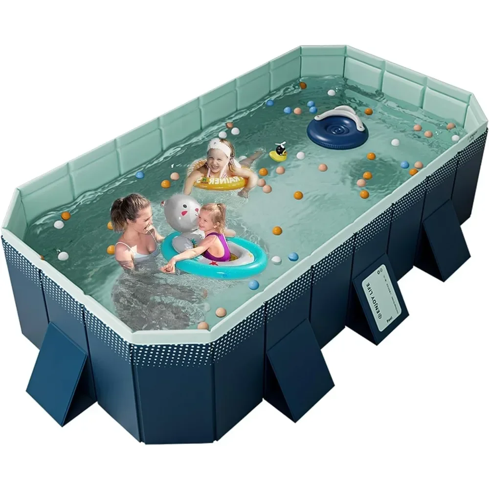 Foldable swimming pool, children and adults foldable non inflatable outdoor swimming pool - hard plastic shell  swimming pools