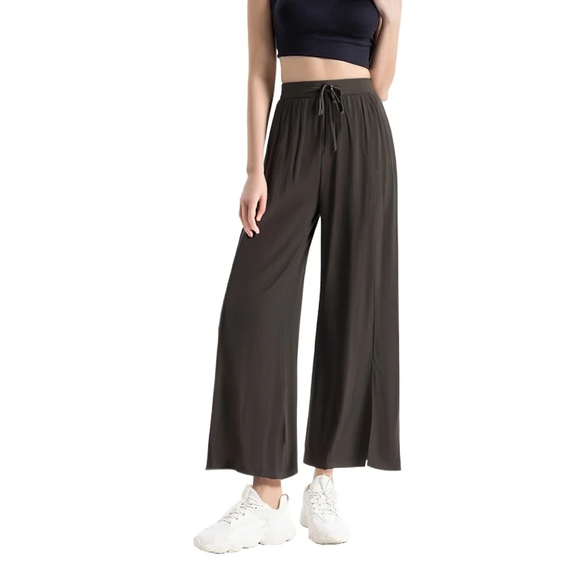 Mulberry Silk Wide-leg Pants High-waisted Straight-leg Exercise Pants Loose and Breathable Casual Pants Sunscreen Silk Trousers