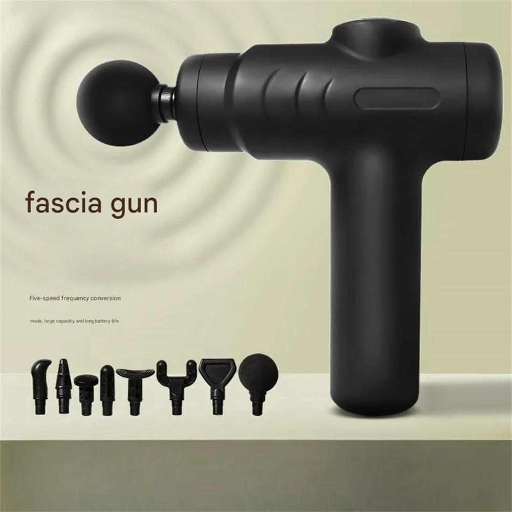 Fascia Gun Silent Impact Muscle Relaxation Fatigue Relief Massager 5 Adjustable Levels 8 Massage Heads