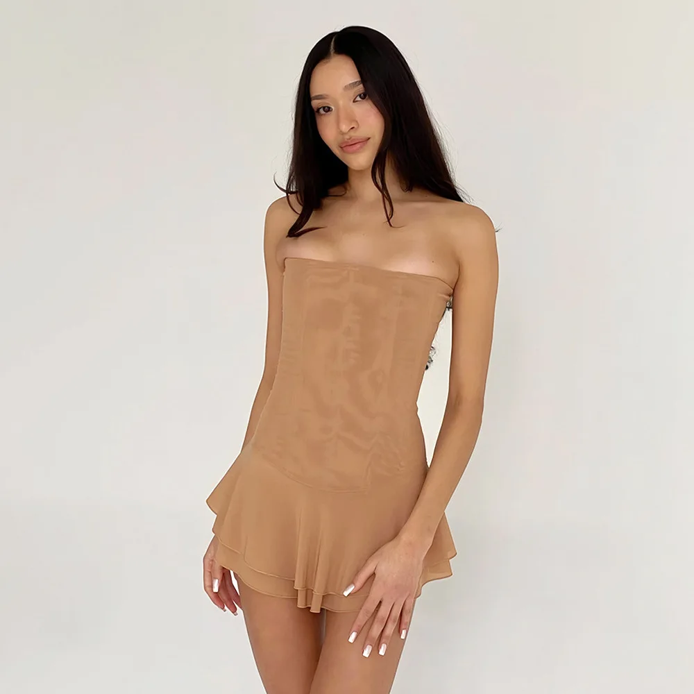 

Spring and summer fashion sexy tube top short skirt new backless thin dress sexy temperament elegant high-end clothing