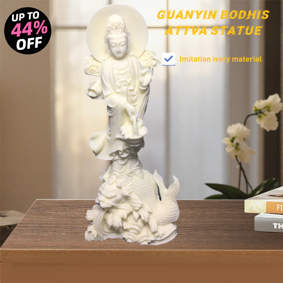 Dragon poisson Guanyin Bodhisattva personnages Statue bouddha chinois maison chambre bureau Feng Shui Statue décorative