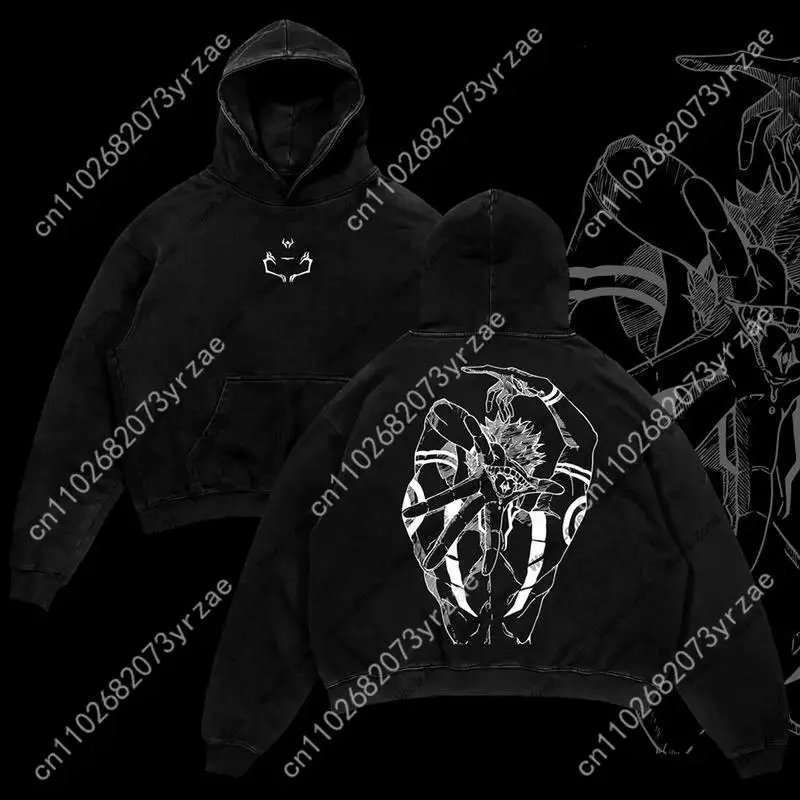 

Jujutsu Kaisen Retro Wash Hoodie Super Soft Sweatshirt Mens Men's Pullover Fashion Hoodies Sweatshirts Breathable Vintage Tops
